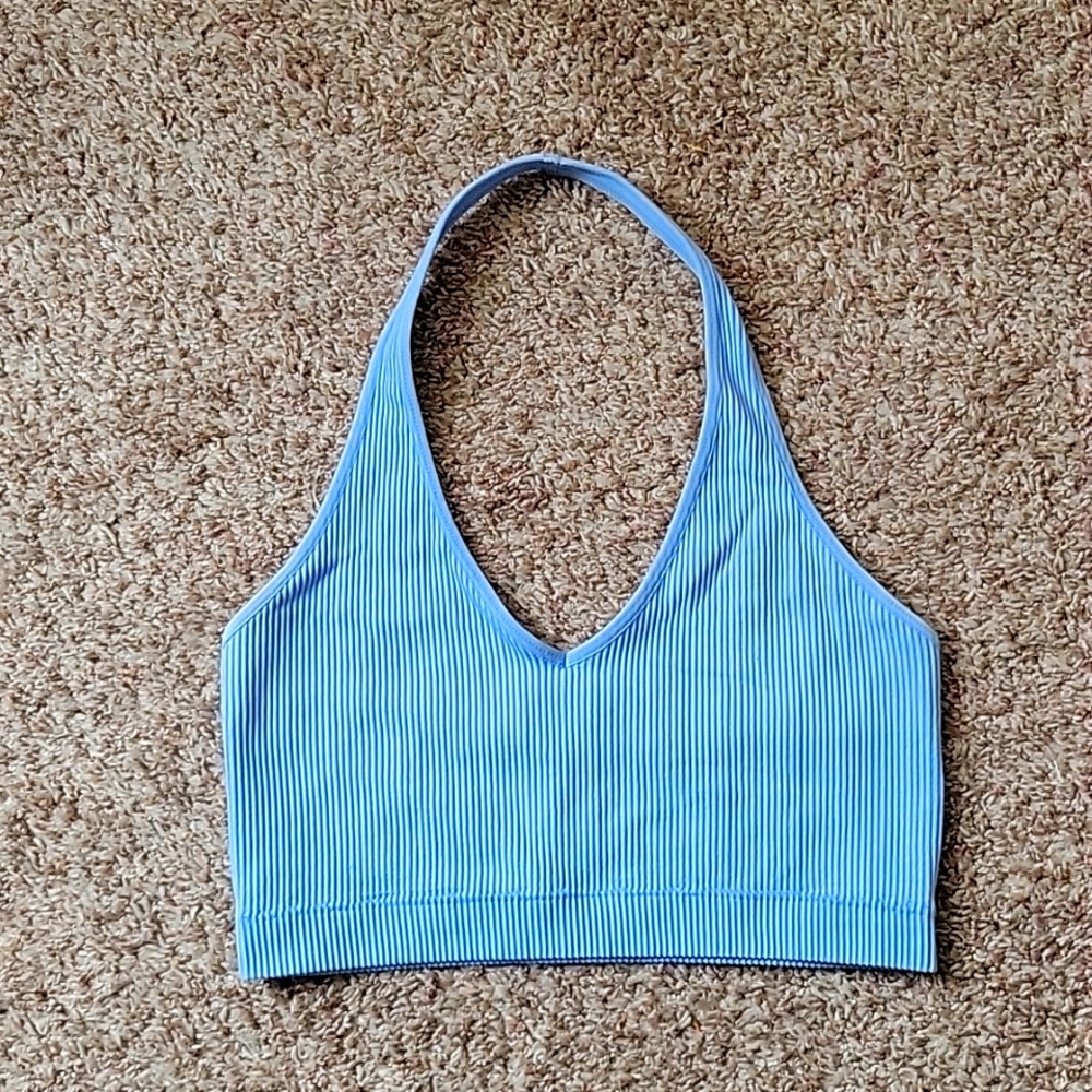 Light blue halter crop top